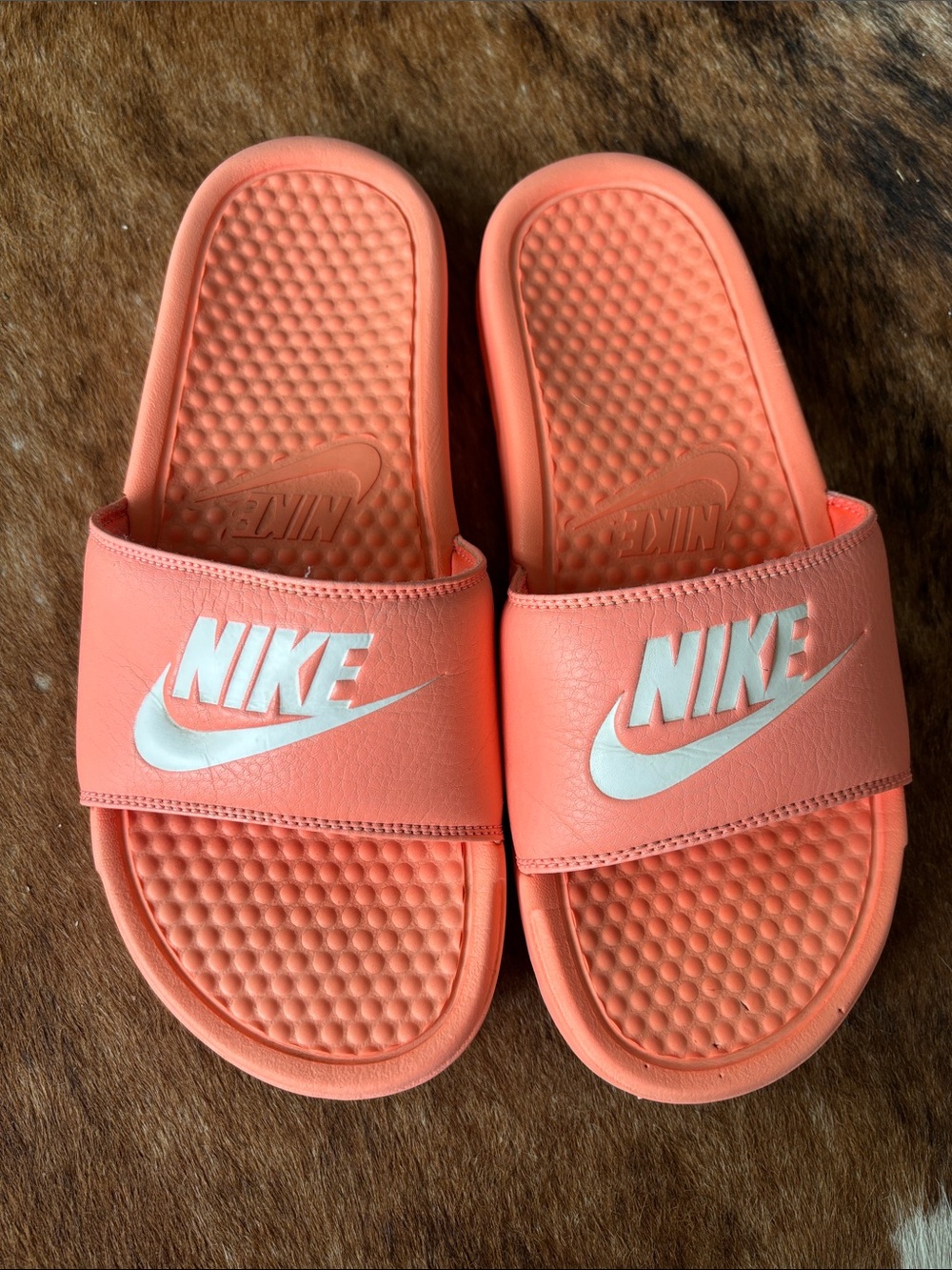 Nike Coral/White Slide Sandals